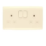 فيش كهرباء مزدوج بمفتاحين ثنائى القطب 13 أمبير  الفنار موديل ألف المقاس  7x14 اللون البيج